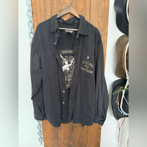 Oversize Harley Davidson Embroidered Button Down - Picture 5 of 7